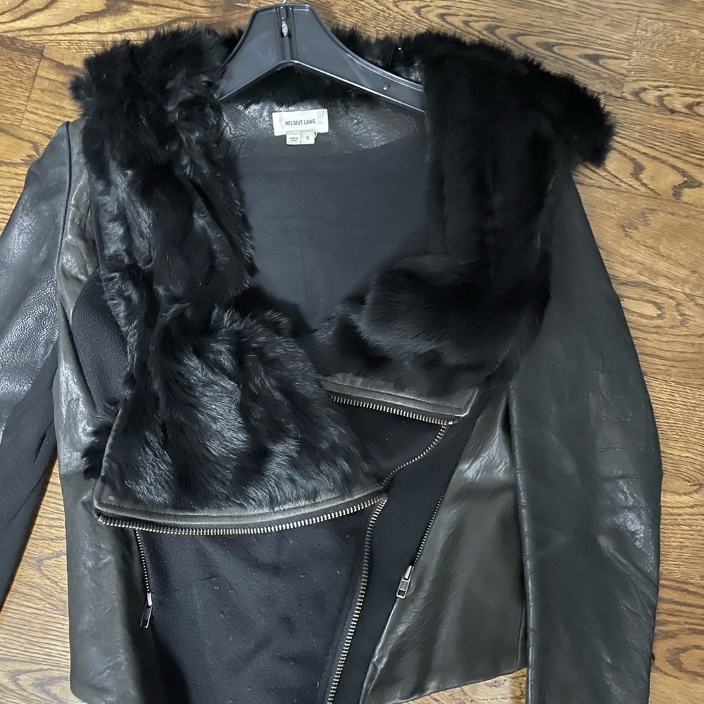 Helmut Lang leather and fur jacket